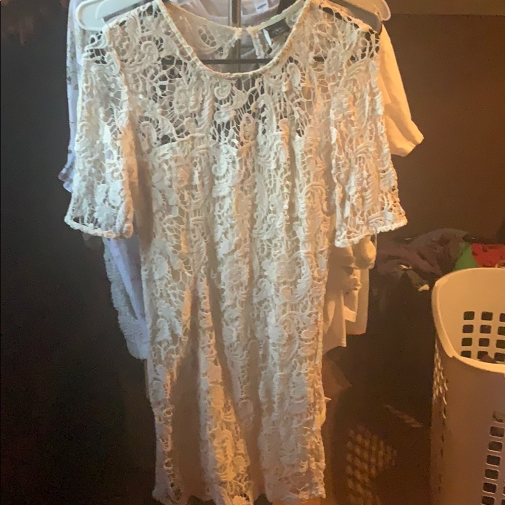 Cream colored crochet dress